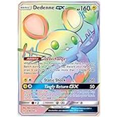 Dedenne GX 219/214 Hemlig sällsynt Pokémon-kort (Unbroken Bonds) + TitanCards® Toploader