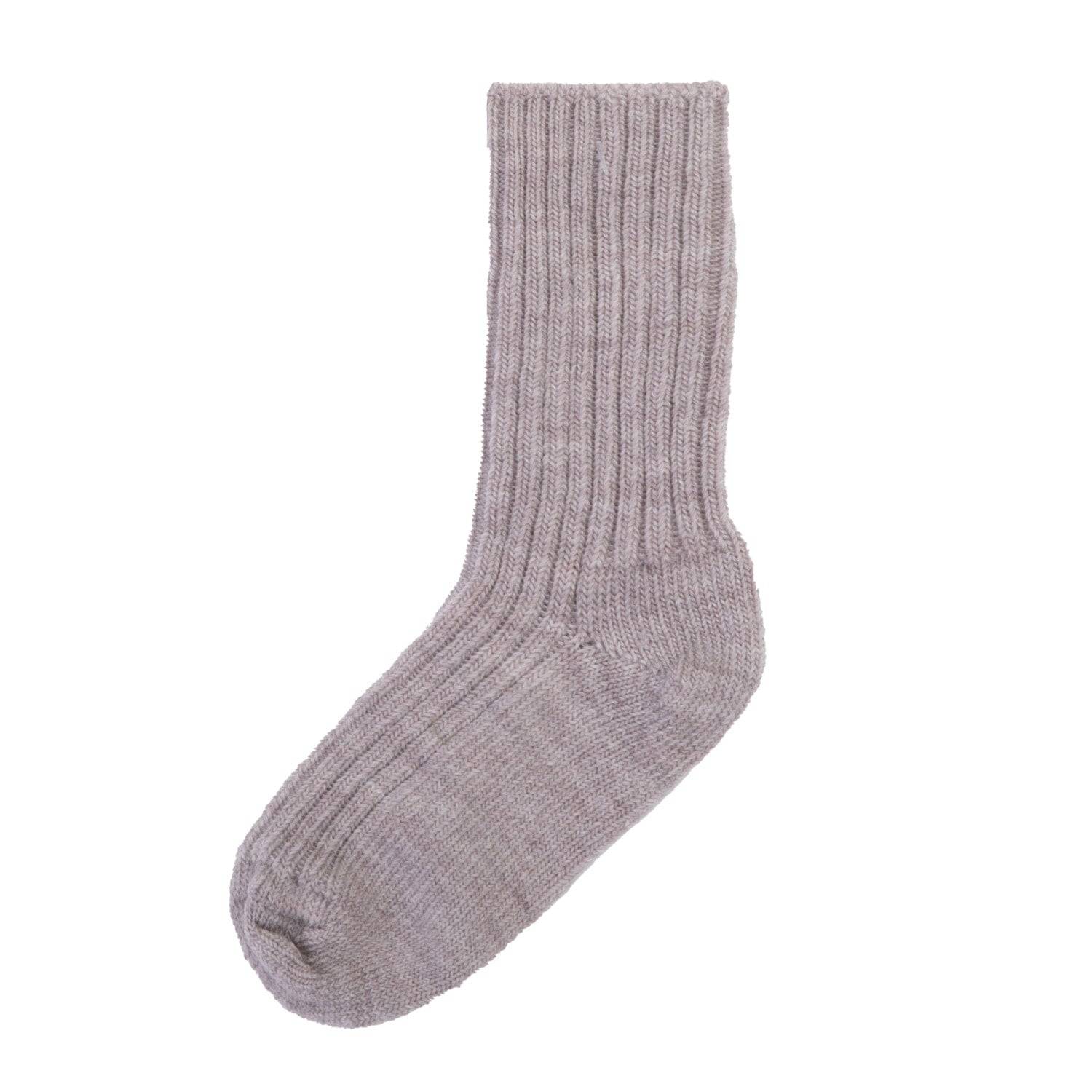 Uldstrømper rib, Beige Melange, Uld, Joha