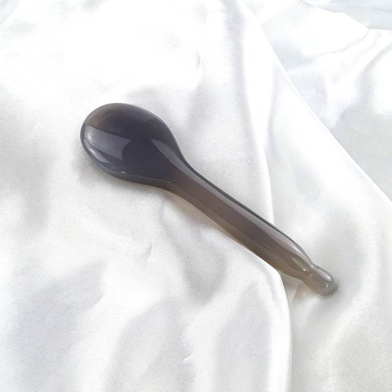 Natural Grey Agate Massage Stone Gua Sha Spoon AcupressureMassage Stick for SPA