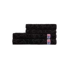 Lexington Velour jacquard handduk med lövmönster, svart