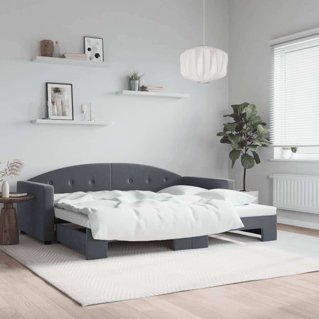 vidaXL daybed med udtræk 90x190 cm velour mørkegrå