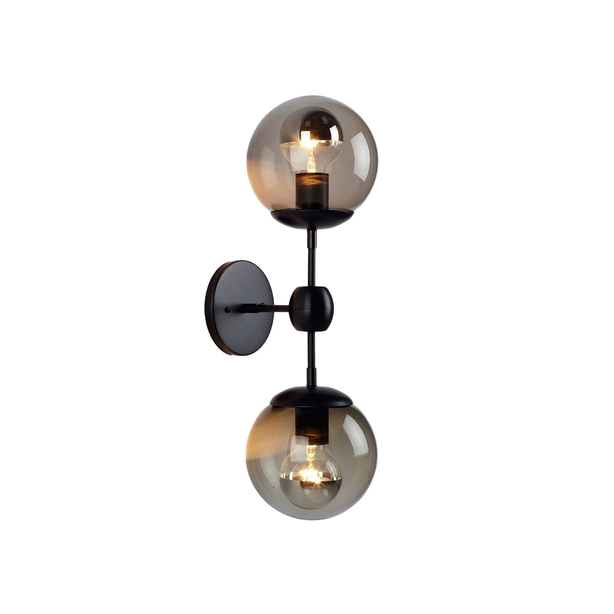 Roll & Hill - Modo Sconce - 2 Globes Klarglas, Nickel - Væglamper - Jason Miller - Sølv,Gennemsigtig - Metal