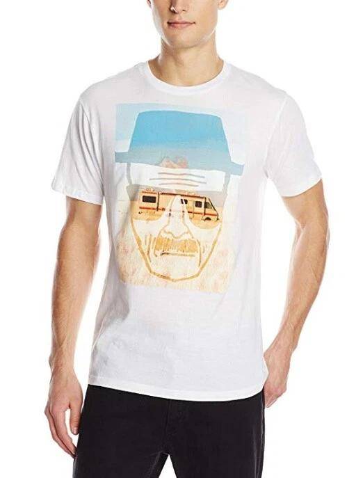 Breaking Bad HEISENBERG SKETCH ANSIKTE OCH RV 100% Bomull T-shirt Herr T-shirts Topp Herr NY Licensierad & Officiell cm white