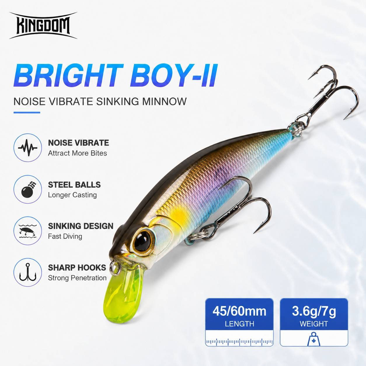Kingdom Vibrate Sinking Minnow Lures 45mm 3.6g 60mm 7g Artificial Hard Wobblers Trolling Vibe Swimbaits For Bass Pike Fishing