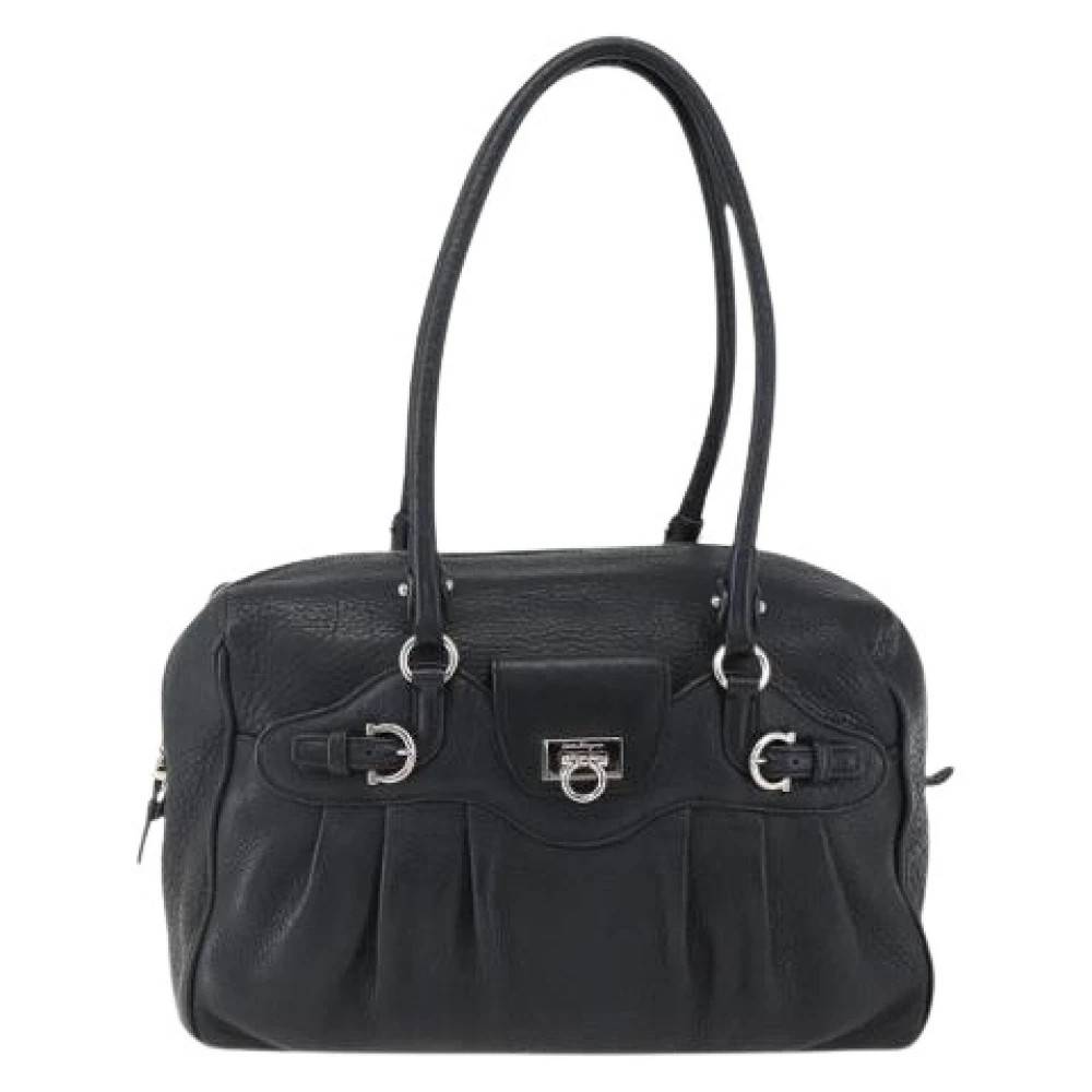 Salvatore Ferragamo Pre-owned Pre-owned Læder Skuldertaske - Vintage - Dame - Sort - ONE SIZE - Uld