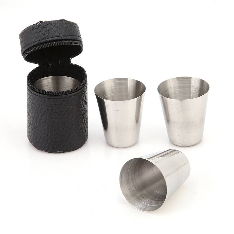 4 st / set 30ml senaste bärbara rostfria vinkoppar dricka sprit alkohol whisky vodka mugg resor barware tillbehör