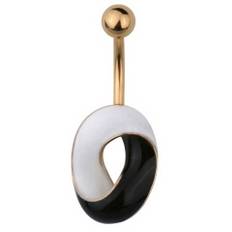 Navelpiercing med en Twist av Svart & Vitt - Guld