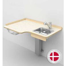 Væghængt puslebord m. vask