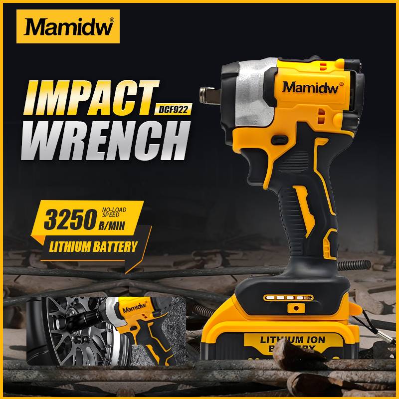 Mamidw DCF922 Cordless Impact Wrench 3250RPM, Wireless Electric Wrench for Car Tire Repair Construction Bolt Removal, For DEWALT 20V Battery PIN