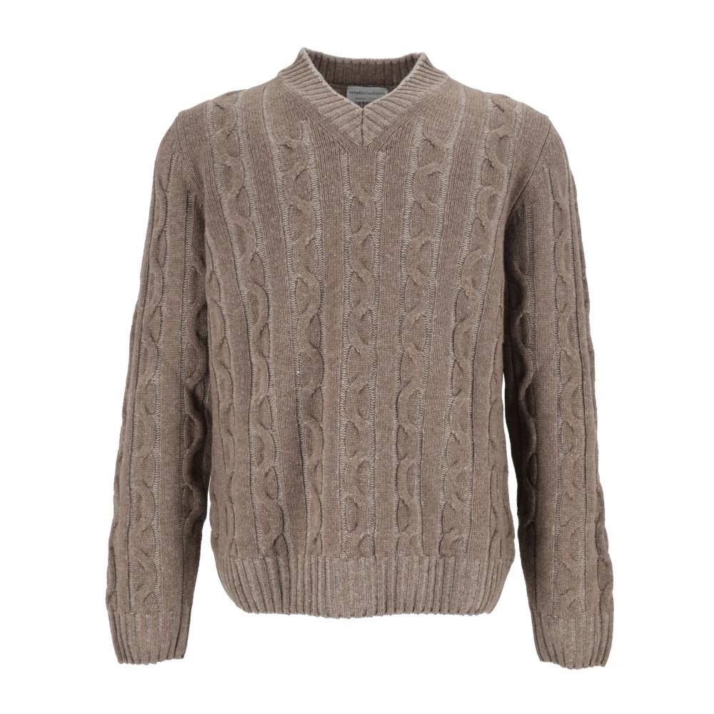 Settefili Cashmere - Scollo V Treccia Vanisé 3 Fili-stickad tröja Stickade Tröjor - Herr - M -