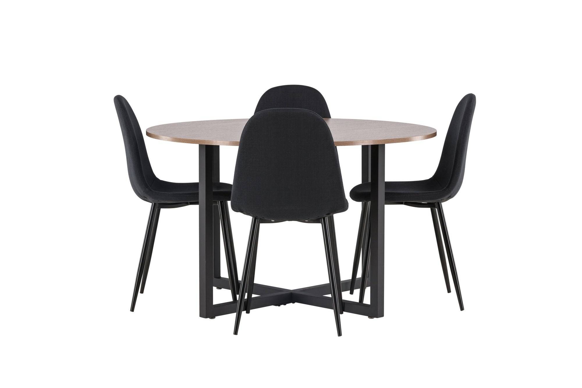 Venture Home Durango spisebord - Black / Valnød MDF +Polar Spisebordsstol - Black Legs - Black Fabric _4