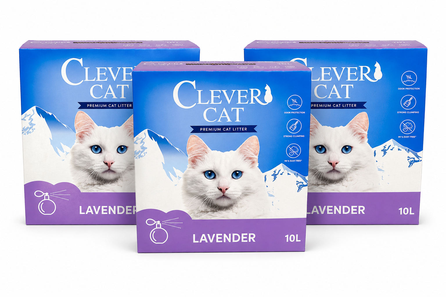 CleverCat - 3 x Premium Catlitter with lavender - 10L