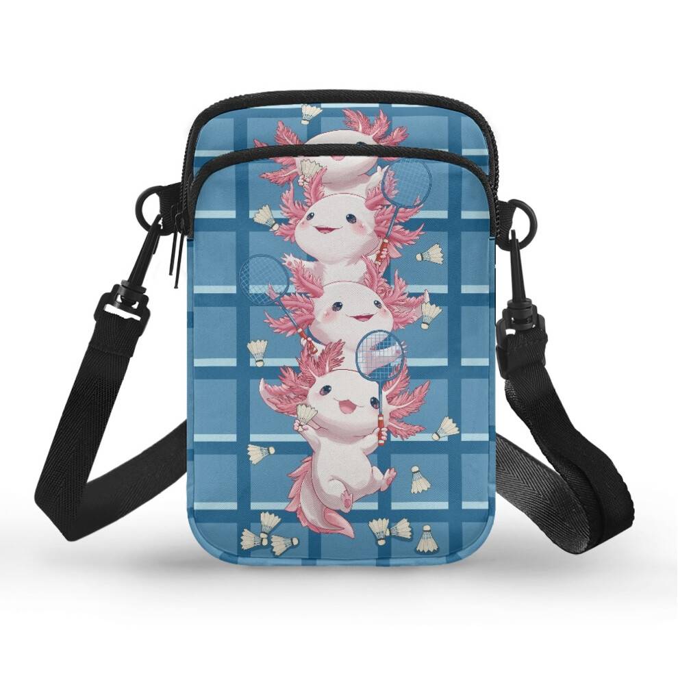 Axolotl Badminton Dame Crossbody Taske Polyester med Skulderrem Crossbody Sling Taske til Udendørs Rejser Daglig Brug