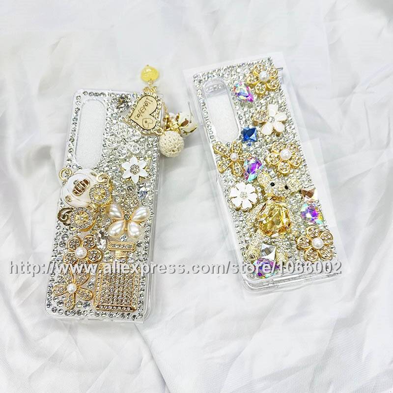 För samsung galaxy z fold 3 2 bling fodral , 3d pumpa vagn/björn sparkle bling crystal hårda fodral för samsung z fold 3 5g - För z-vikning 3 / nej 5 yx