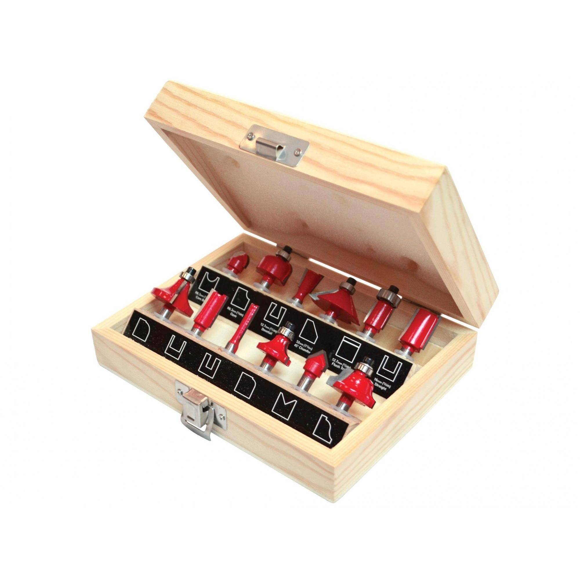 Faithfull 1/4in Tct Router Bit Set, 12 Piece One Size