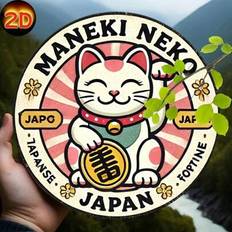 1st Vintage Maneki-Neko Väggdekor För Rum, Japansk Lucky Cat Dekorativ Skylt, Kreativ present till Garage, Bar, Kök, 19,81x19,81cm, Slumpmässiga hålpo - Multifärgad (8*8 tum)