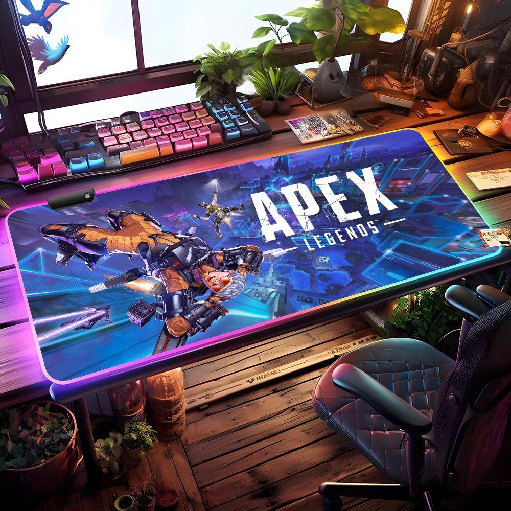Apex Legends Musmatta RGB Spelmusmatta Skrivbordsmatta HD Gamer Stor LED-belysning XXL Musmattor