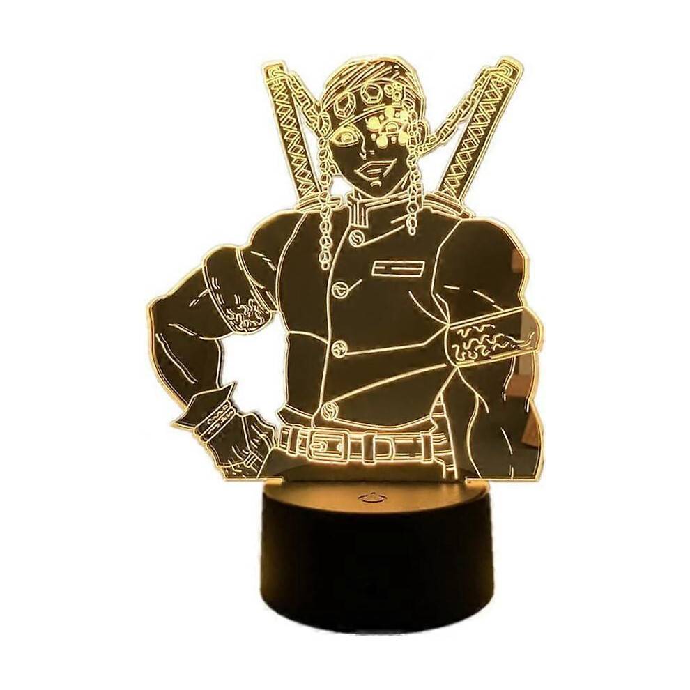 3D Illusion Anime Lampa Demon Slayer Nattljus Cool Uzui Tengen Figur Akryl LED-ljus för barn R