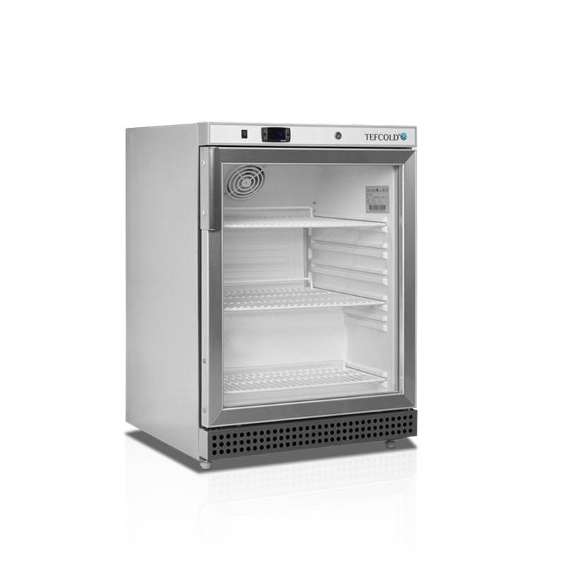 Kylskåp 130 L med glasdörr UR200SG, inkl. 3 hyllor, Tefcold