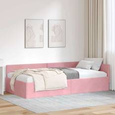 vidaXL Hörn Sängram Övrigt Rosa 90 x 200 cm Sammet och konstruerat trä