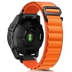 ZoRoll 22 mm QuickFit armband för Garmin Fenix 7 Pro/Fenix 7/Fenix 6 Pro/Fenix 6/Fenix 5 Plus/Fenix 5, nylon G-krok justerbart ersättningsarmband för Garmin Epix (Gen 2)/Garmin Epix – orange