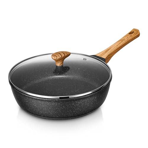 D.Perlla stekpanna med glaslock Ø 28 cm, Non-stick, gjuten aluminium panna