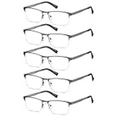 EYECEDAR 5 stycken läsglasögon män gunmetal metall halvram fjädergångjärn läsglasögon 1,75