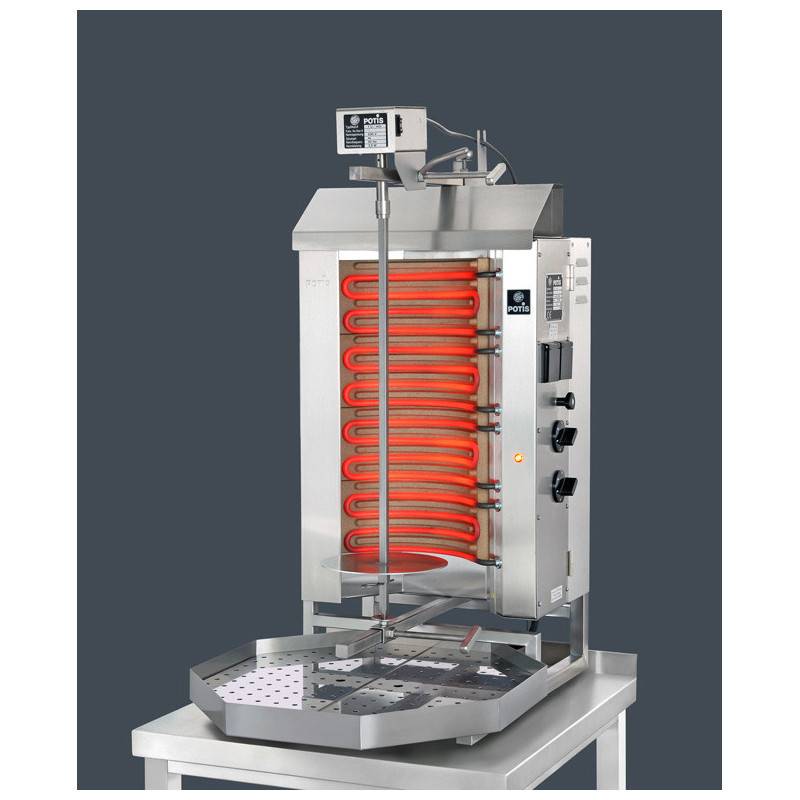 Kebabgrill E2-S el, 30 kg inkl. motor och fettuppsamlare, Potis