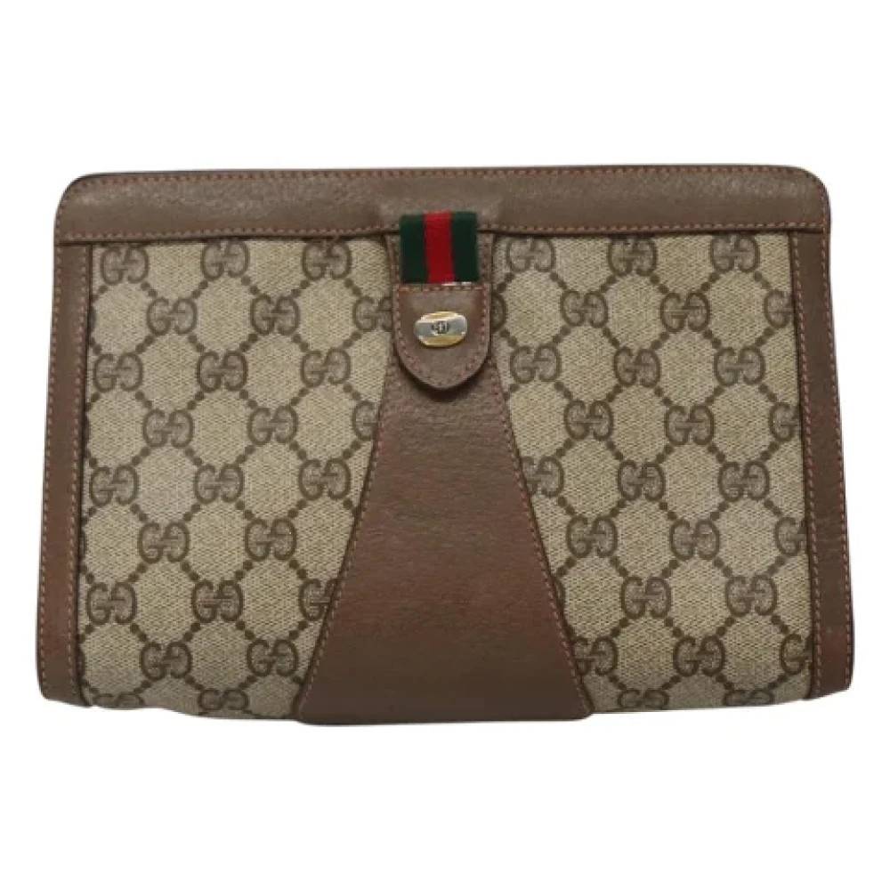 Gucci Vintage Pre-owned Laeder clutches - Vintage - Dame - Beige - ONE SIZE - Tyl