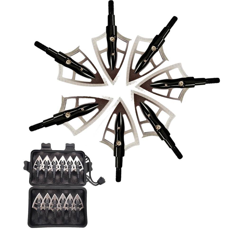 6/12Pcs Archery Arrowhead 100 Grain Aluminum Broadhead Compound Bow Recurve Bow Hunting Shooting Competition Arrow Tips 5