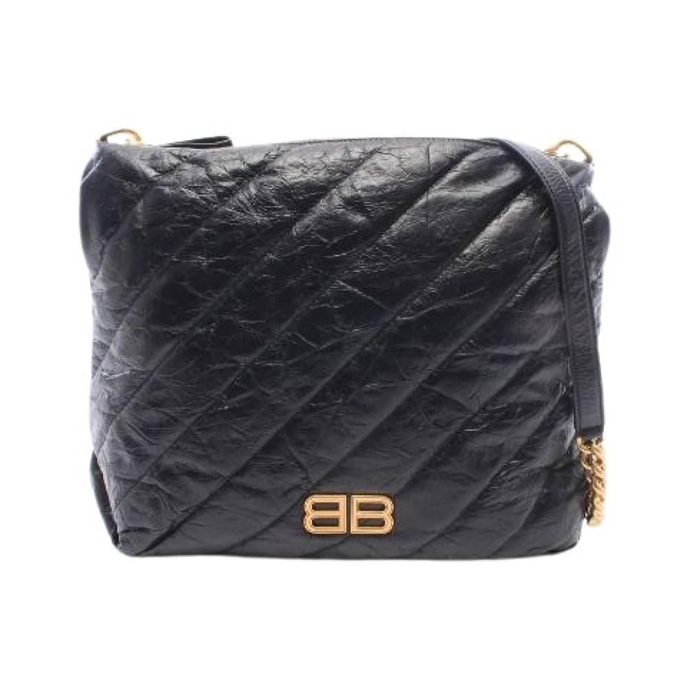 Balenciaga Vintage Pre-owned Crush læderskuldertaske - Vintage - Dame - Sort - ONE SIZE - Uld
