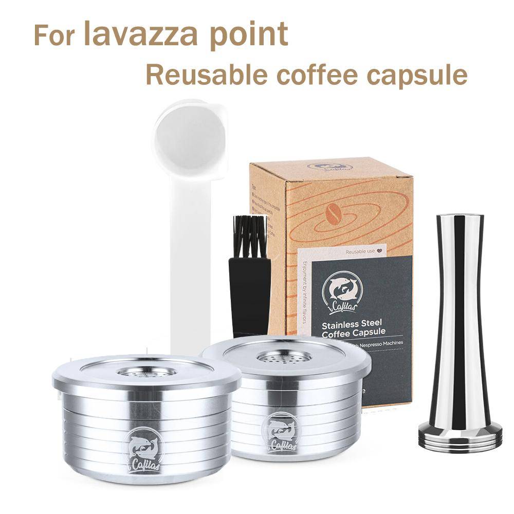 För Lavazza Point Påfyllningsbara Kaffekapslar Pod Rostfritt Stål Återanvändbara Kaffefilter Kapselkopp Kaffebryggare Icafilas Kvalitet beige