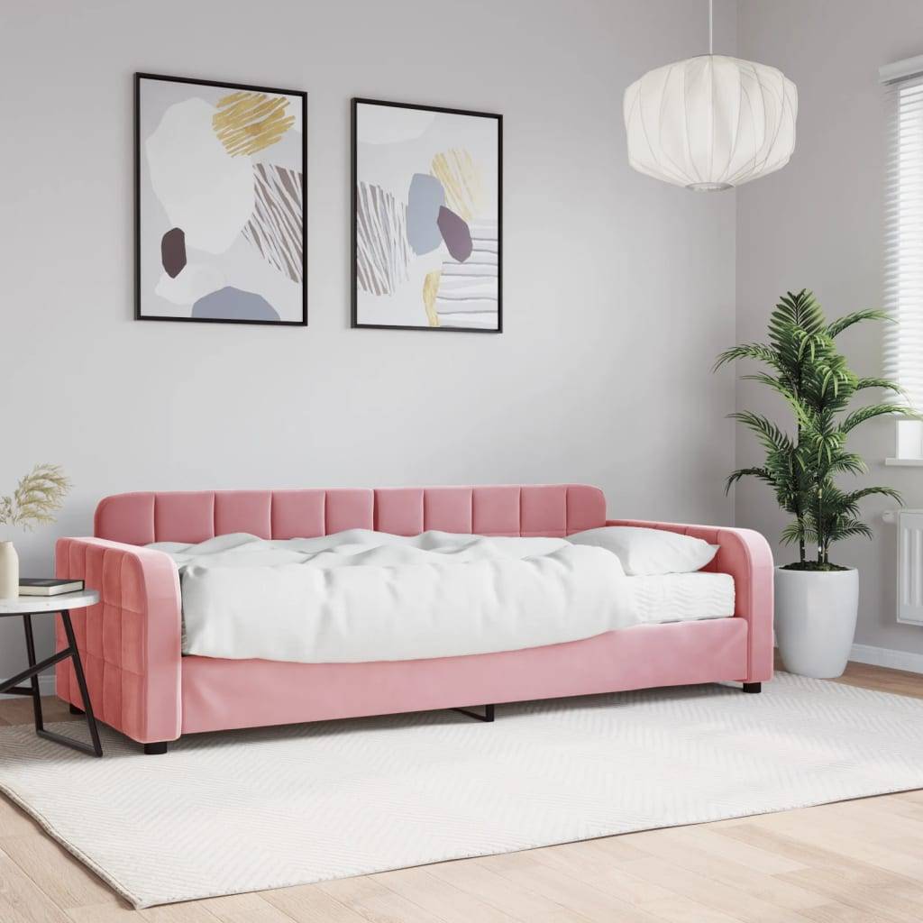 vidaXL Dagbädd med madrass rosa 80x200 cm sammet