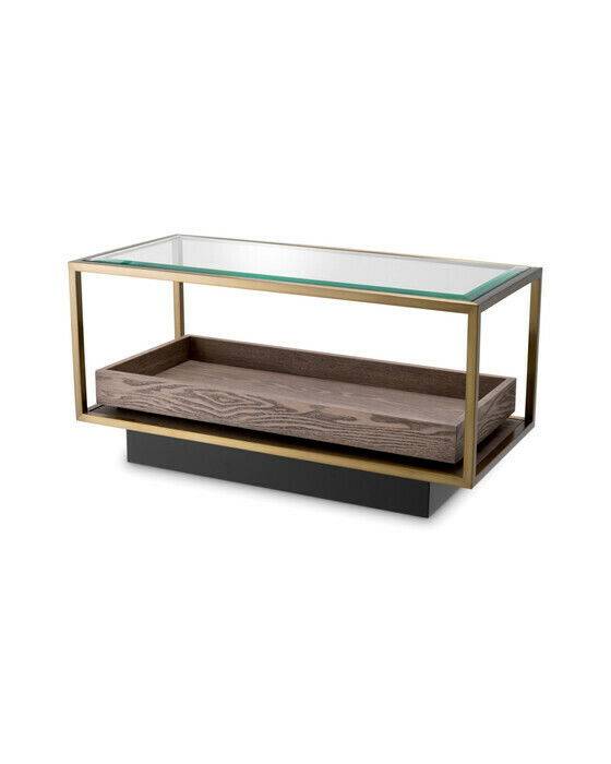 Eichholtz Roxton sidobord mässing - Guld / Grå (L: 90 x B: 42 x H: 44 cm)