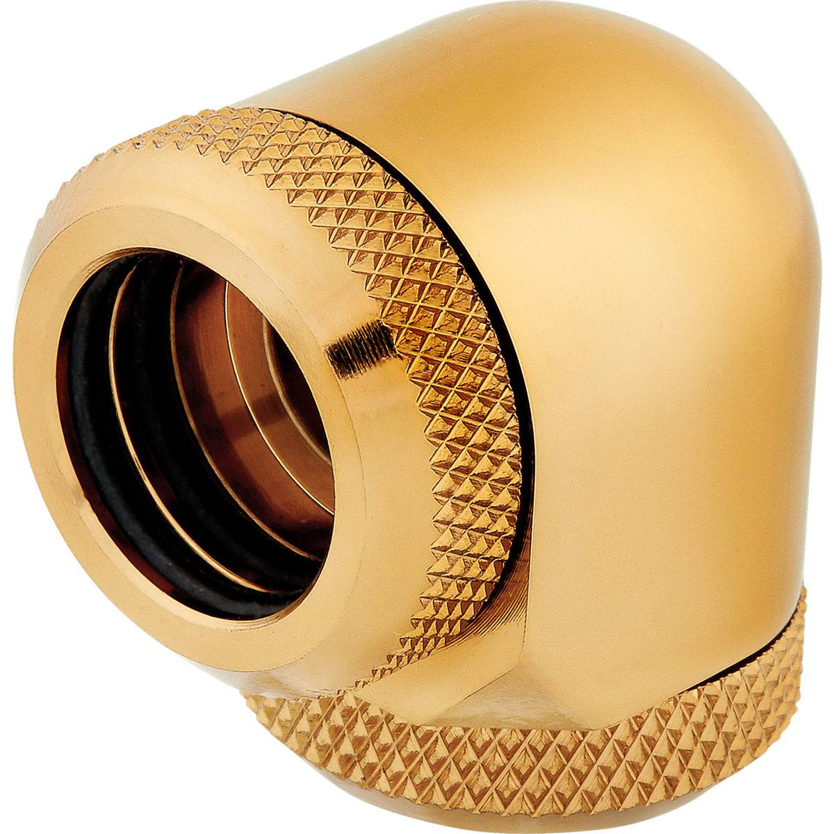 CORSAIR Hydro X Series XF Hardline 90° 14mm OD Vinklet fitting til flydende kølesystem 2-pack Guld Vandkøling - Forventet levering: 8 hverdage