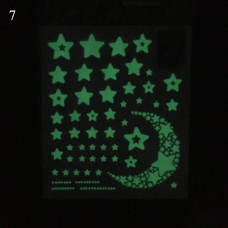 21*24.5cm 3d bubblor självlysande stjärnor prickar väggdekal barnrum sovrum heminredning glöd i mörkret självhäftande klistermärken på väggen - 7