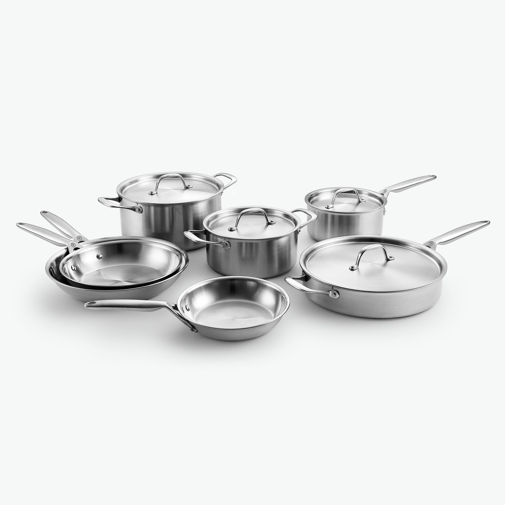 Viretta 3-Ply pande & gryde sæt - Rustfrit stål Chef Sæt - 7 dele / Rustfrit stål