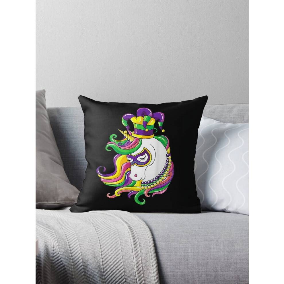 AIVO nar regnbue enhjørning design Mardi gras maske kostume Pudebetræk Betræk Pudebetræk Sofa Tosidet