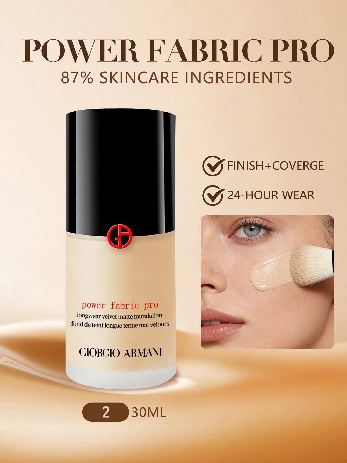 Giorgio Armani Flawless Long-Wear Foundation 30ml | Nyanser 1.5/2 #power fabric pro 2
