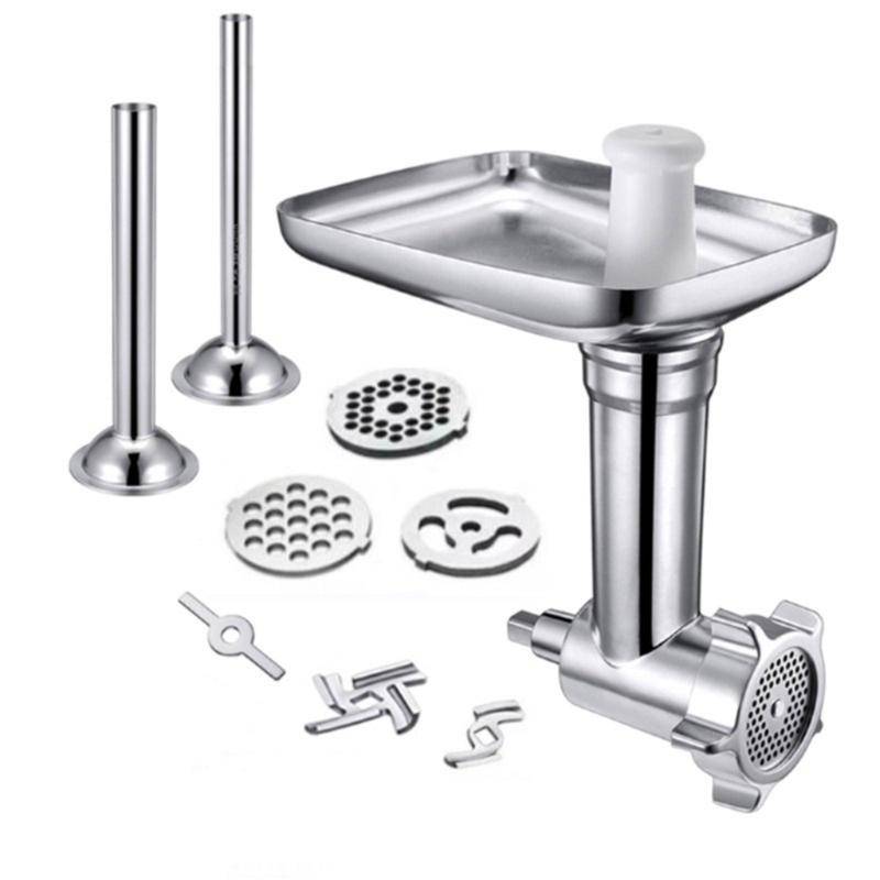 Matkvarnstillbehör i metall för KitchenAid köksmaskiner, Köttkvarn, Korvstoppare, Perfekt tillbehör gray