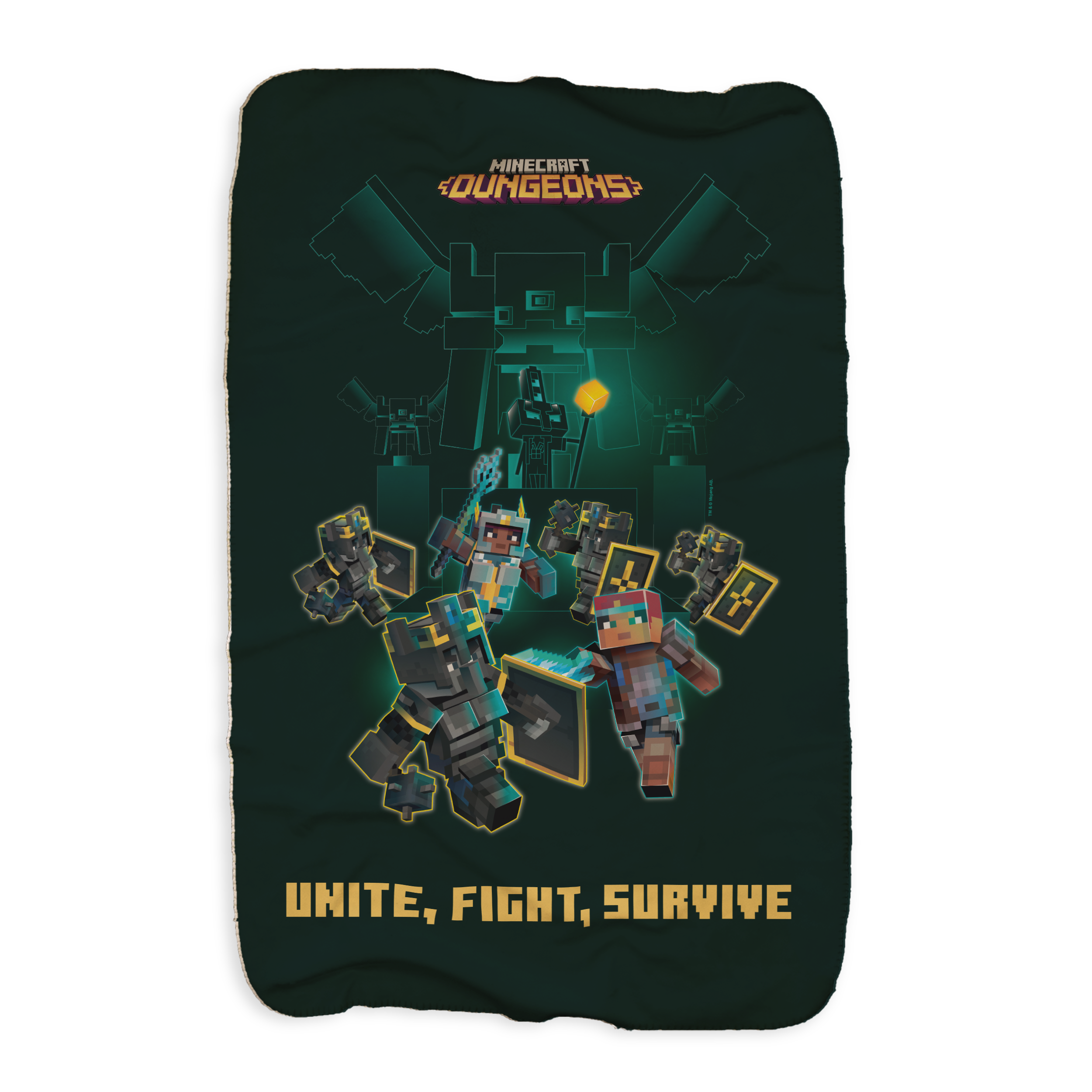 Minecraft Dungeons Unite, Fight, Survive Sherpa Blanket - Green / 50" x 60"