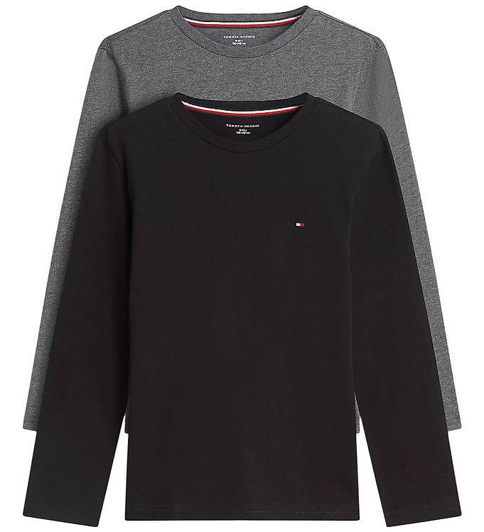 Tommy Hilfiger Tröjor - 2-pack - Svart/Mörkgråmelerad - Tommy Hilfiger - 10-12 år (140-152) - Tröja