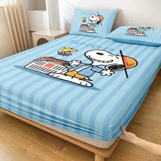 1 st Snoopy Lakan, Snoopy Sängkläder, Madrassskydd, Sängöverdrag, Mysigt och Andningsbart Påslakan, Anti-Pilling Madrass Skydd, Tecknat mönster Sängöv - Blå (Multi-size)