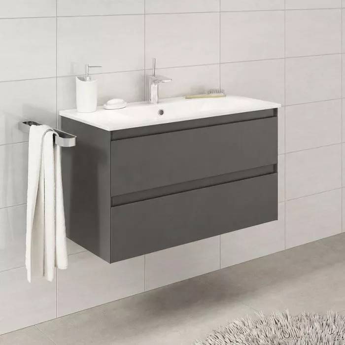 Nora lux tvättställsskåp 80 cm - grå matt