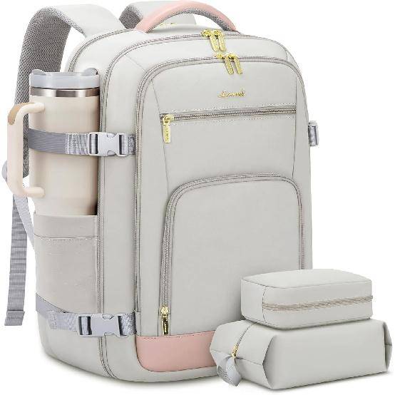 LOVEVOOK Travel Backpack for Women, 40L Carry On Backpack Flight Approved, TSA Personal Item Travel Bag Fits 17 Inch Laptop, Business Weekender