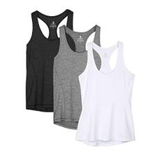 icyzone Damen Sporttop Yoga Tank Top Ringerrücken Oberteil Laufen Fitness Funktions Shirt, 3er Pack (M, Black/Gray/White)
