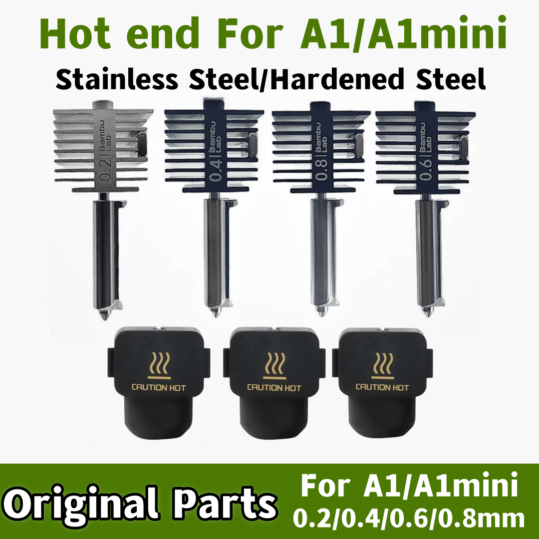 Original Hotend Kit For Bambu Lab A1/A1 Mini Fast Speed Hot End Assembly 0.2/0.4/0.6/0.8mm Hardened Steel Nozzle 3D Printer Part
