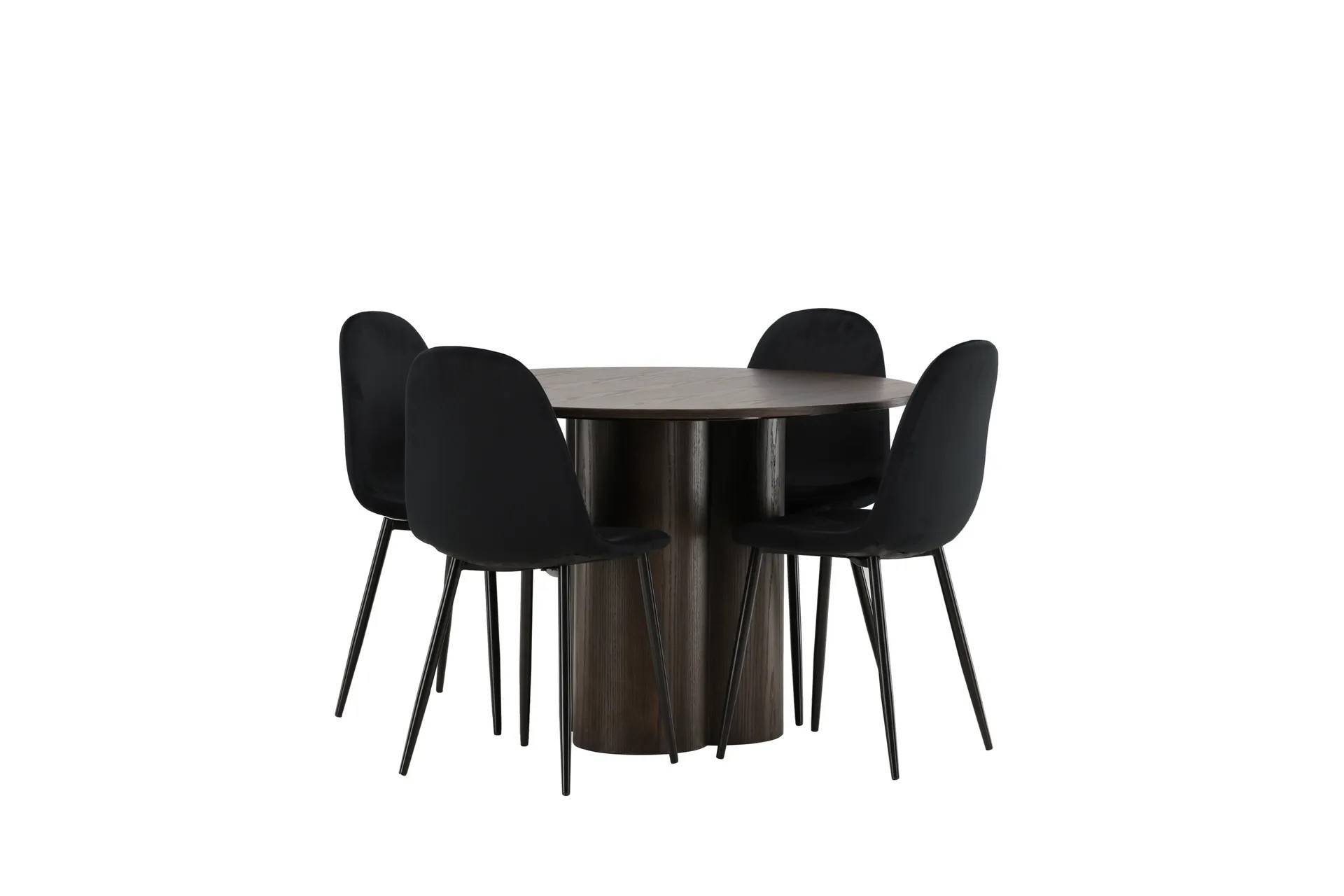 Venture Home Olivero Matgrupp 110 cm Rund med 4 Bennie stolar - Svart Matgrupper Brun,Svart