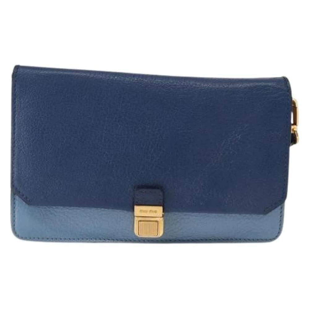Miu Miu Pre-owned Pre-owned Læder Skuldertaske - Vintage - Dame - Blå - ONE SIZE - Uld