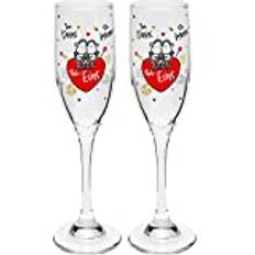 Sheepworld champagneglas set med motivtryck "Eins" | champagneglas, 20 cl, presentförpackning | present bröllop | 47883